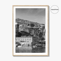 Sorrento Black and White Fine Art Photo Print, Naples Sea Cliffs Italy Poster