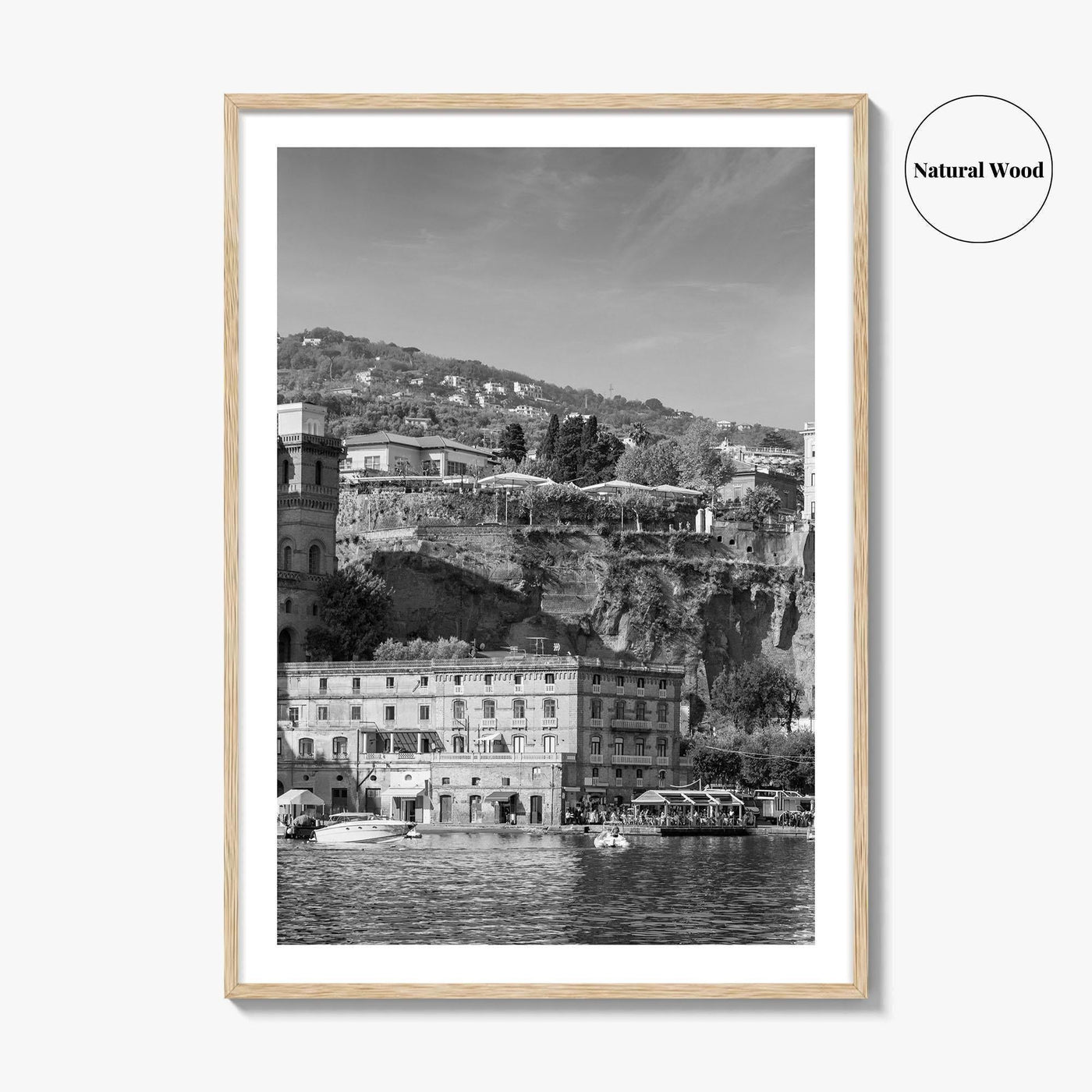 Sorrento Black and White Fine Art Photo Print, Naples Sea Cliffs Italy Poster
