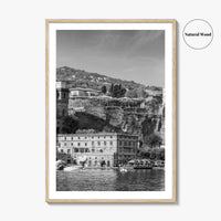 Sorrento Black and White Fine Art Photo Print, Naples Sea Cliffs Italy Poster