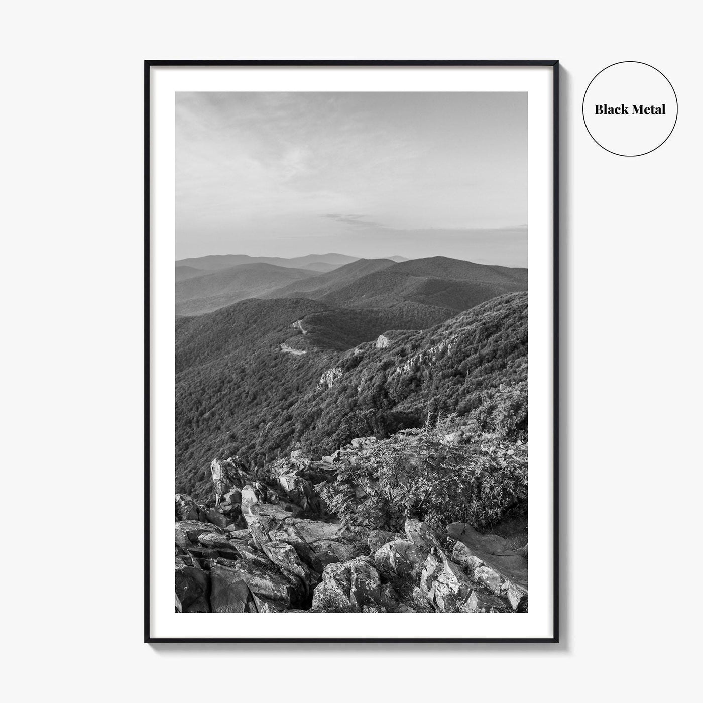 Shenandoah Skyline Black and White Fine Art Photo Print, Drive Stony Man Virginia Poster