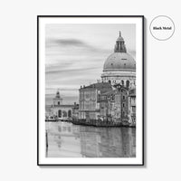 Venice Skyline Black and White Fine Art Photo Print, Grand Canal, Italy Wall Poster