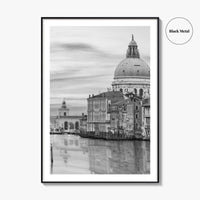 Venice Skyline Black and White Fine Art Photo Print, Grand Canal, Italy Wall Poster