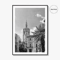 Valencia Black and White Fine Art Photo Print, Plaza de la Virgen Cathedral Poster
