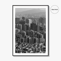 Seoul Skyline Black and White Fine Art Photo Print, South Korea Wall Decor Poster