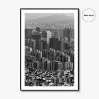 Seoul Skyline Black and White Fine Art Photo Print, South Korea Wall Decor Poster