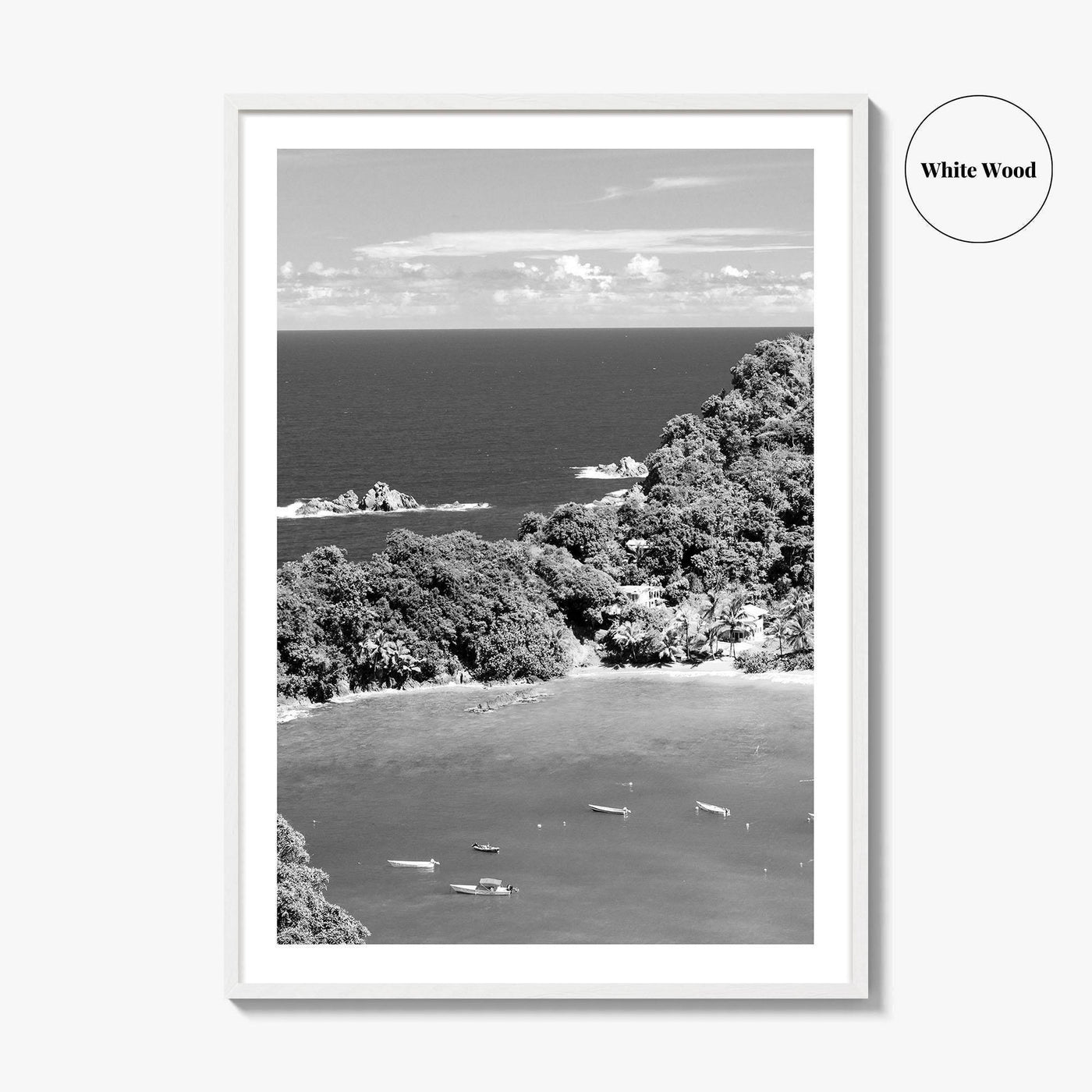 Parlatuvier Bay Black and White Fine Art Photo Print, Trinidad and Tobago Poster