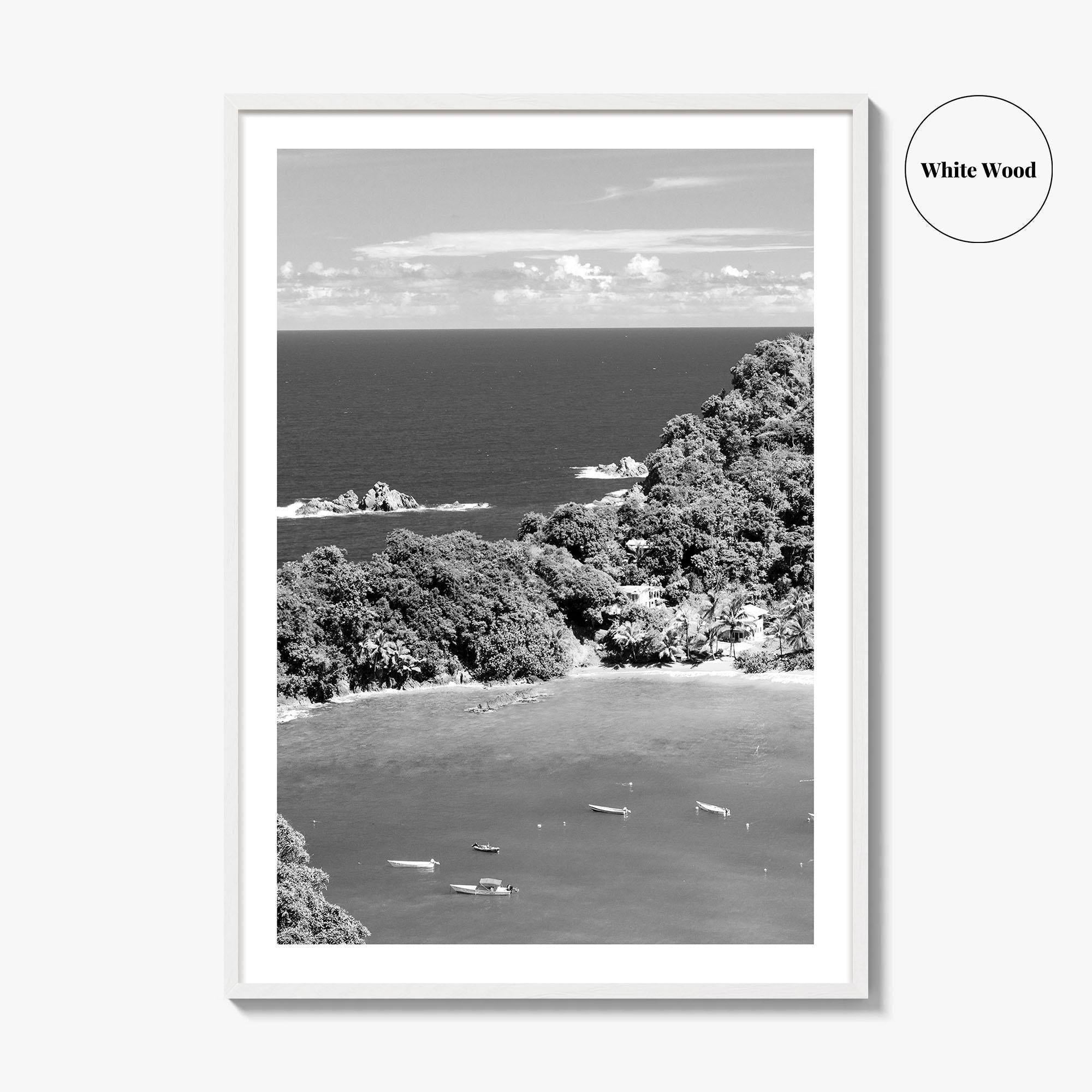 Parlatuvier Bay Black and White Fine Art Photo Print, Trinidad and Tobago Poster
