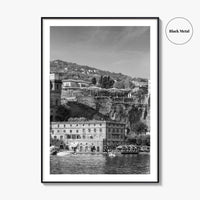 Sorrento Black and White Fine Art Photo Print, Naples Sea Cliffs Italy Poster
