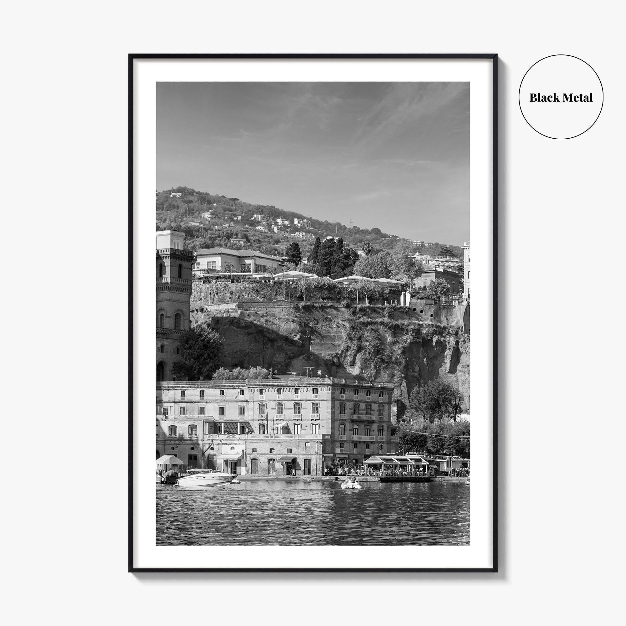 Sorrento Black and White Fine Art Photo Print, Naples Sea Cliffs Italy Poster
