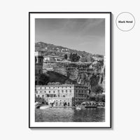Sorrento Black and White Fine Art Photo Print, Naples Sea Cliffs Italy Poster