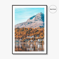 St Moritz Blue Fine Art Photo Print, Canoe on Lake, Engadin Switzerland Wall Poster