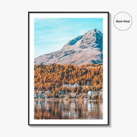 St Moritz Blue Fine Art Photo Print, Canoe on Lake, Engadin Switzerland Wall Poster