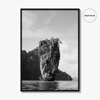 Phuket Black and White Fine Art Photo Print, James Bond Island Thailand Poster