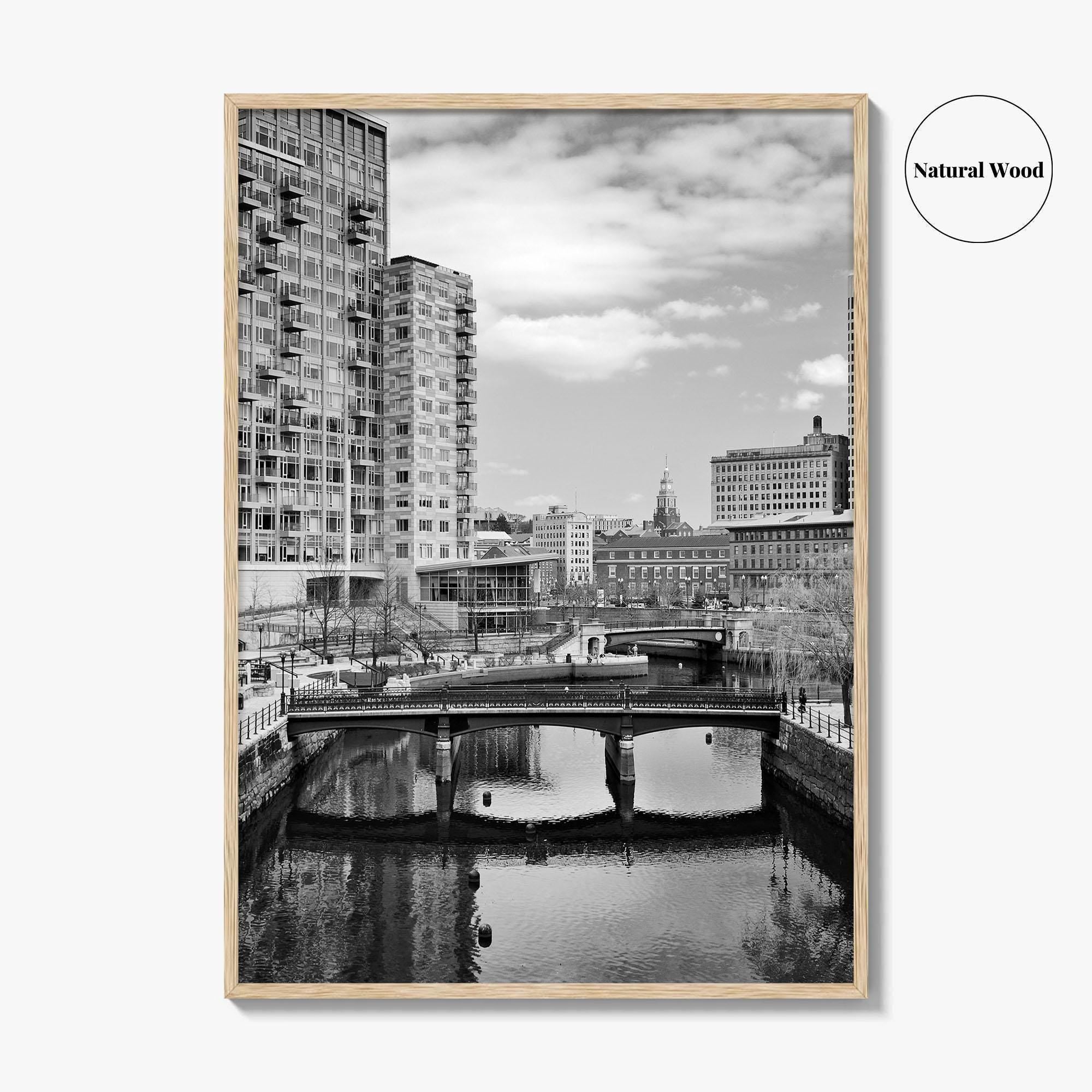 Providence Black and White Fine Art Photo Print, Waterplace Park Poster, Rhode Island Poster