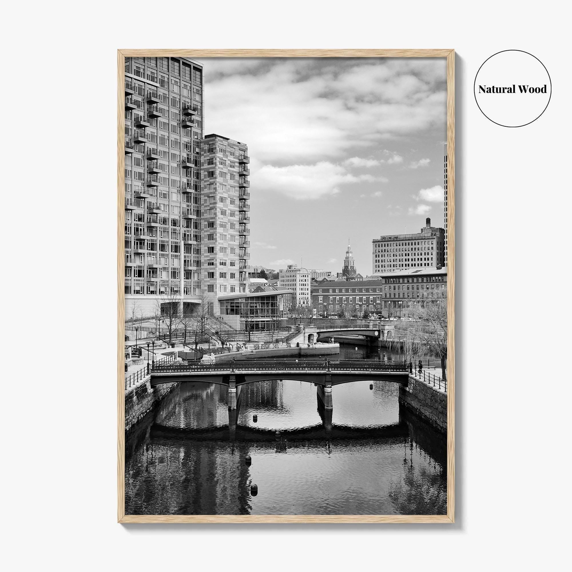 Providence Black and White Fine Art Photo Print, Waterplace Park Poster, Rhode Island Poster