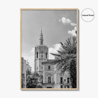 Valencia Black and White Fine Art Photo Print, Plaza de la Virgen Cathedral Poster