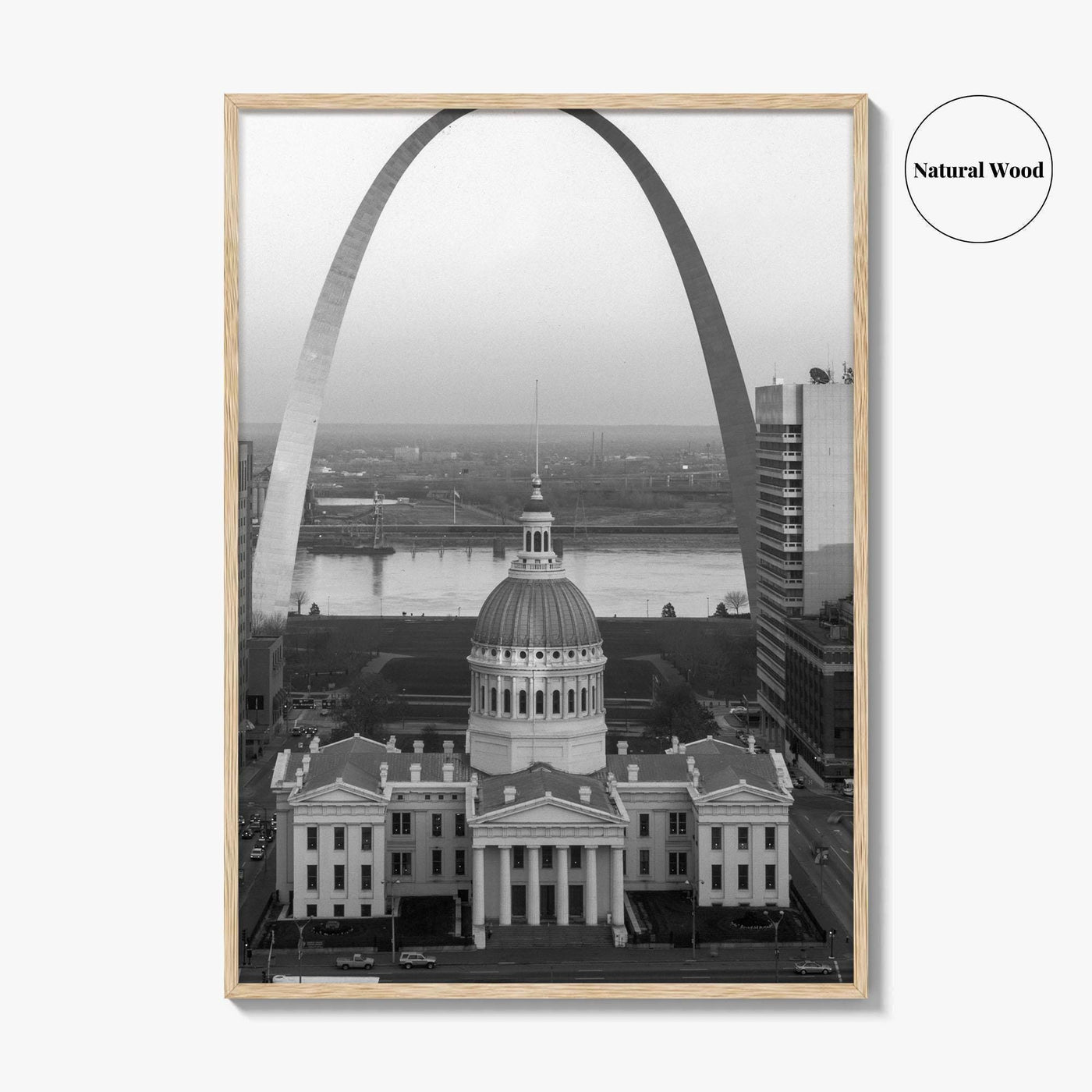 St Louis Black and White Fine Art Photo Print, Gateway Arch Courthouse Missouri Poster