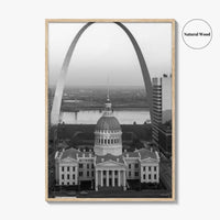 St Louis Black and White Fine Art Photo Print, Gateway Arch Courthouse Missouri Poster