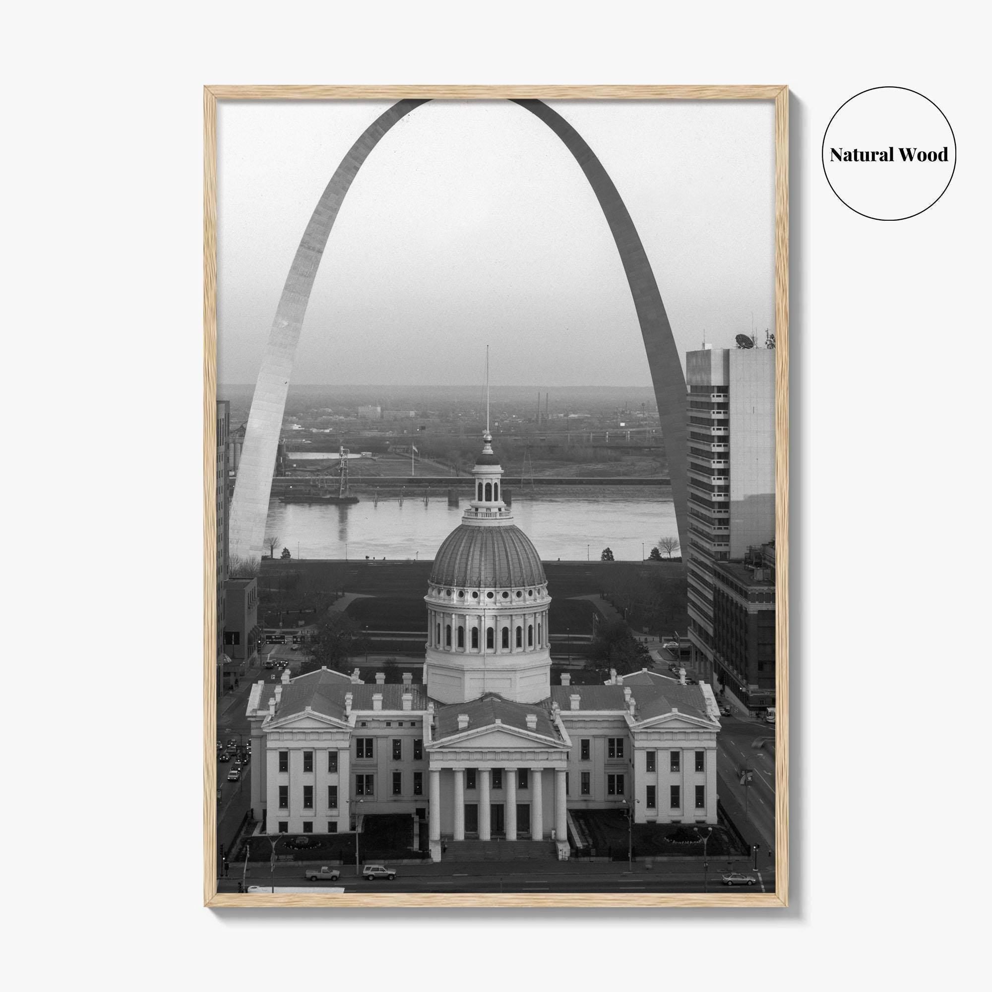 St Louis Black and White Fine Art Photo Print, Gateway Arch Courthouse Missouri Poster