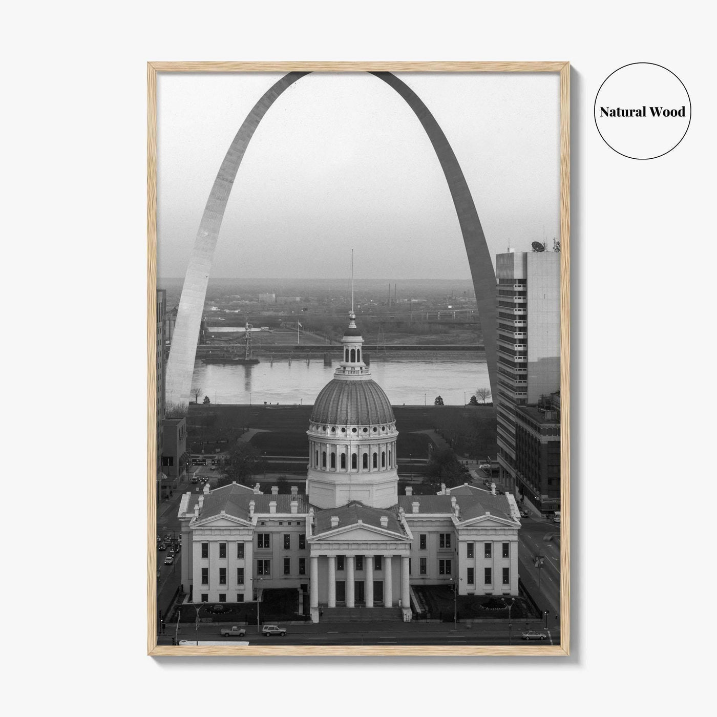 St Louis Black and White Fine Art Photo Print, Gateway Arch Courthouse Missouri Poster