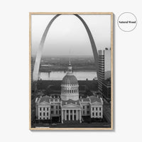 St Louis Black and White Fine Art Photo Print, Gateway Arch Courthouse Missouri Poster