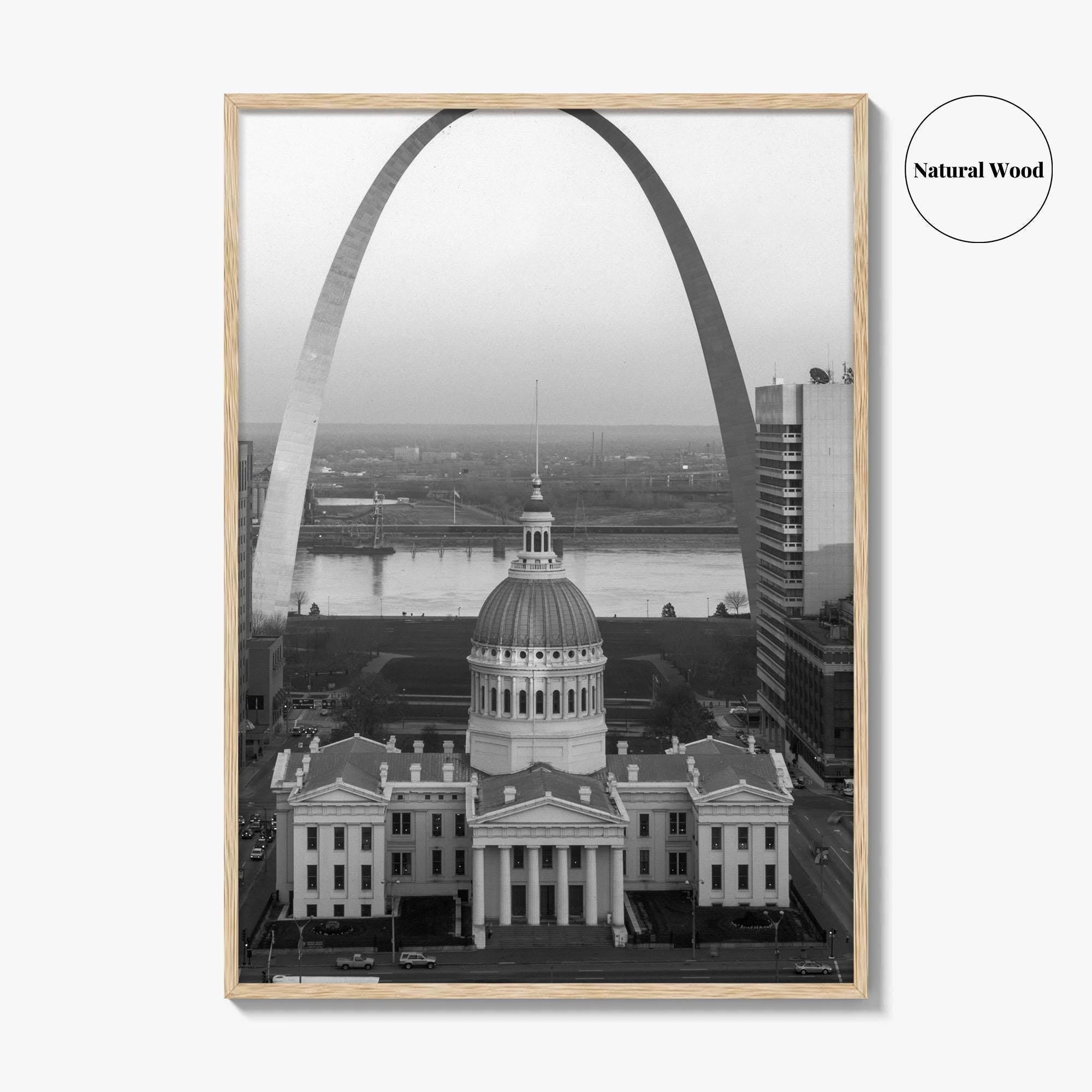 St Louis Black and White Fine Art Photo Print, Gateway Arch Courthouse Missouri Poster