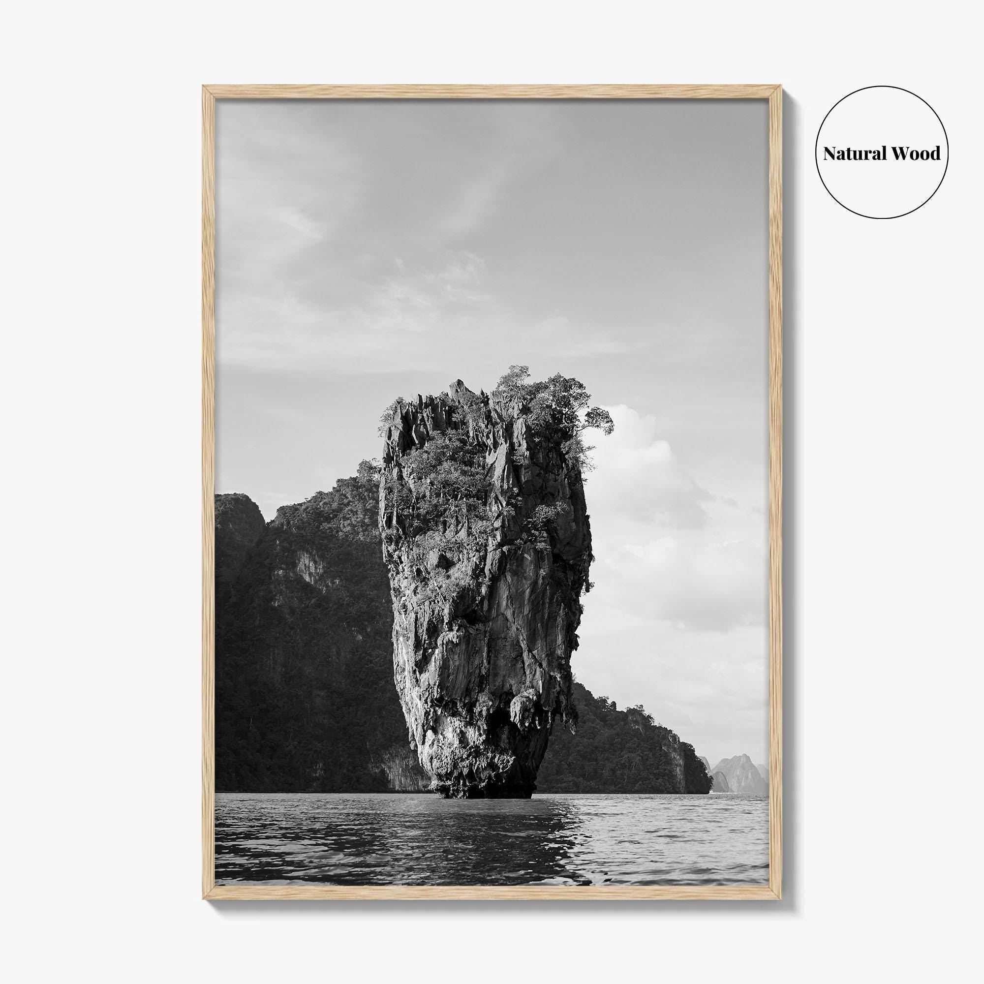Phuket Black and White Fine Art Photo Print, James Bond Island Thailand Poster