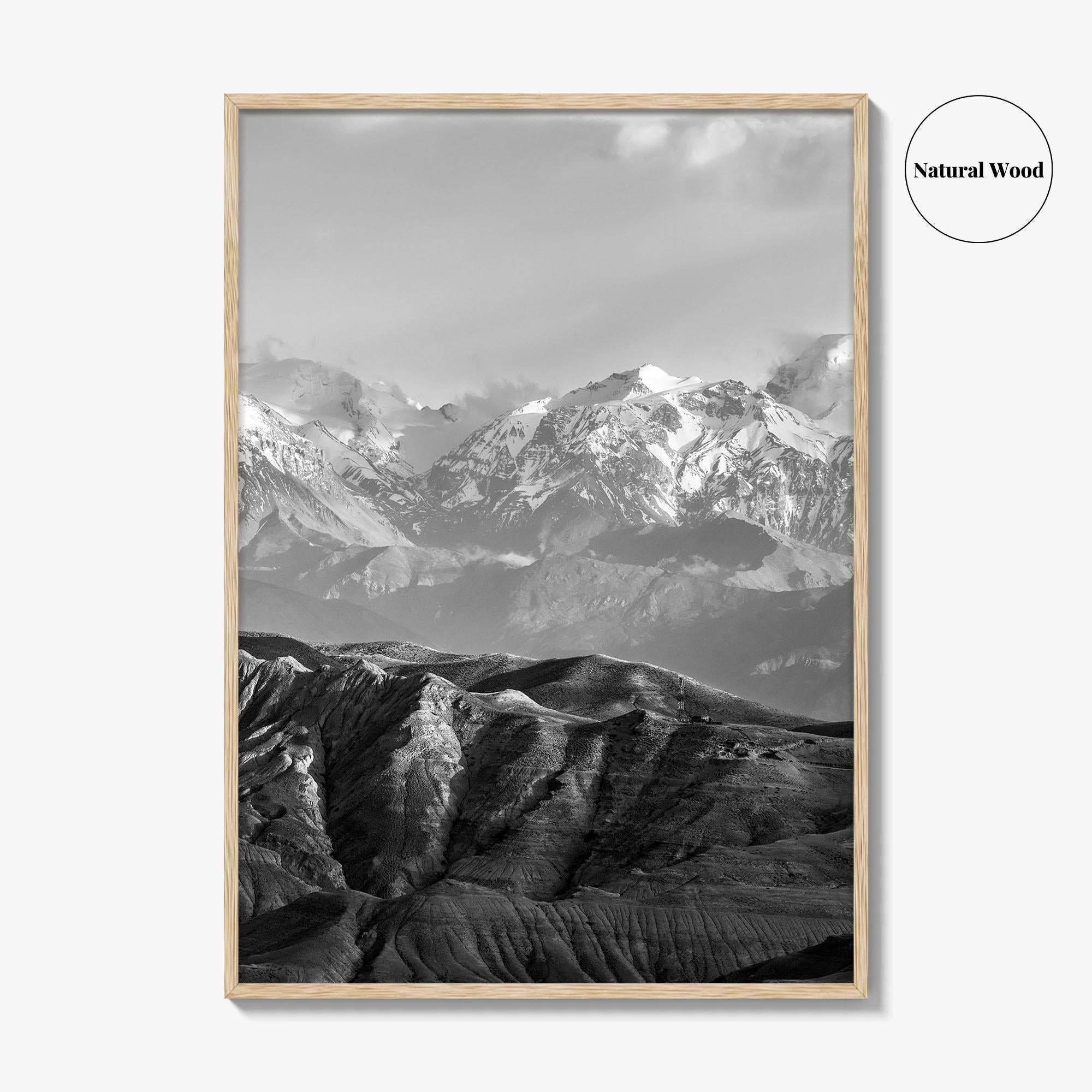 Upper Mustang Black and White Fine Art Photo Print, Annapurna Himalayas Poster