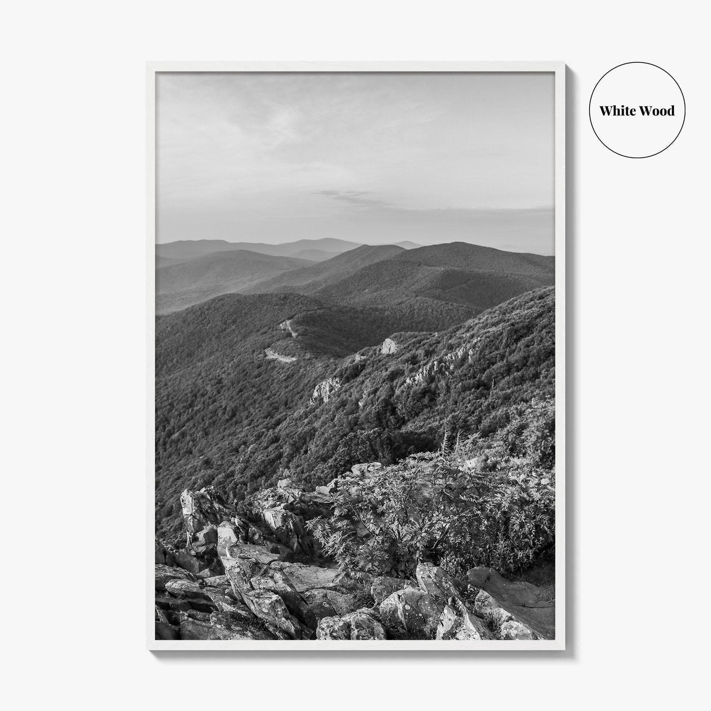 Shenandoah Skyline Black and White Fine Art Photo Print, Drive Stony Man Virginia Poster
