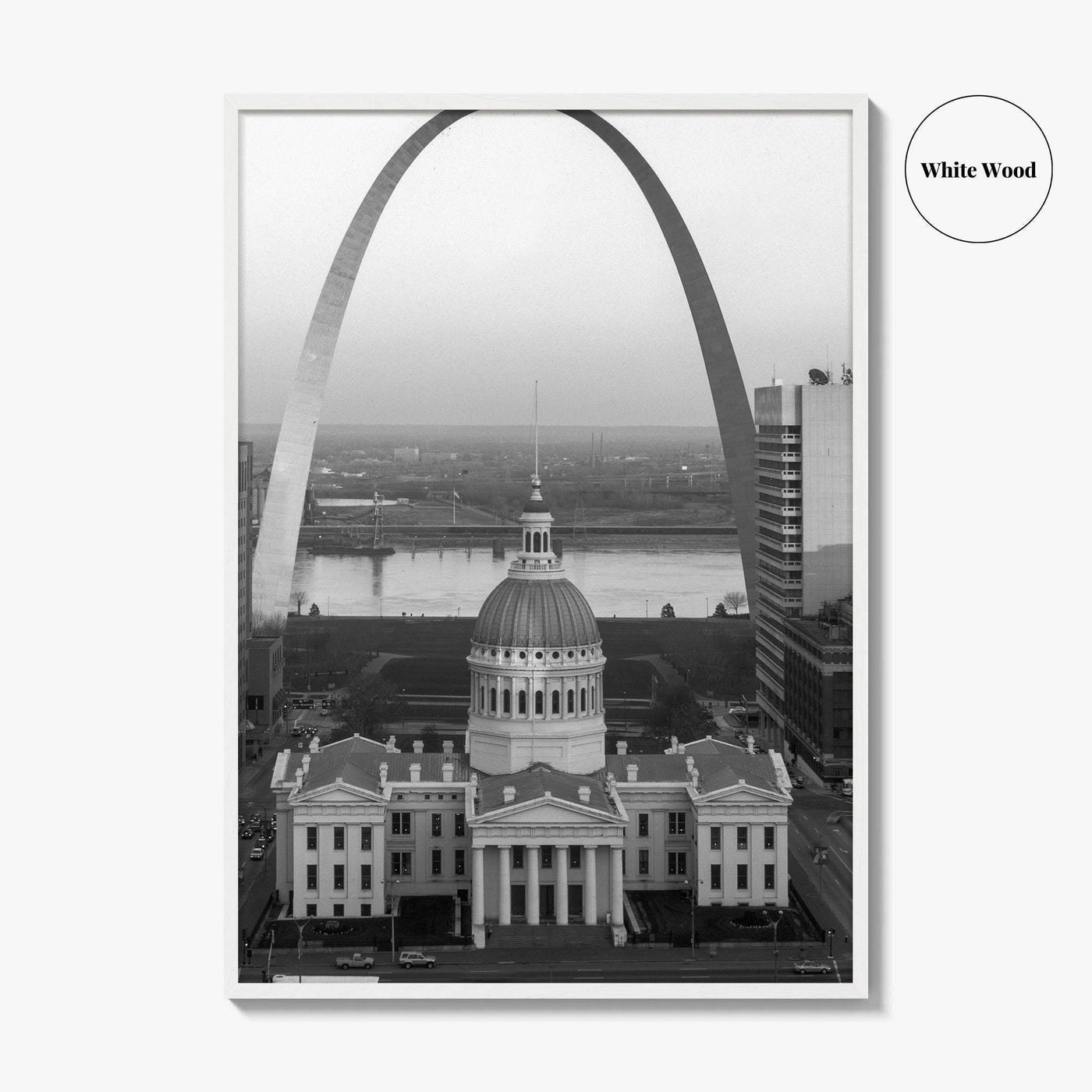 St Louis Black and White Fine Art Photo Print, Gateway Arch Courthouse Missouri Poster