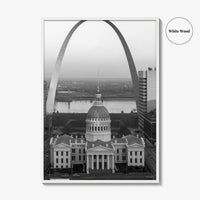 St Louis Black and White Fine Art Photo Print, Gateway Arch Courthouse Missouri Poster