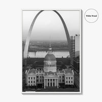 St Louis Black and White Fine Art Photo Print, Gateway Arch Courthouse Missouri Poster