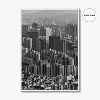 Seoul Skyline Black and White Fine Art Photo Print, South Korea Wall Decor Poster