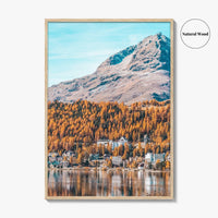St Moritz Blue Fine Art Photo Print, Canoe on Lake, Engadin Switzerland Wall Poster