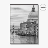 Venice Skyline Black and White Fine Art Photo Print, Grand Canal, Italy Wall Poster