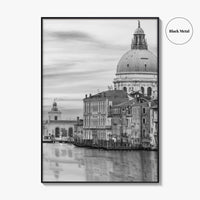 Venice Skyline Black and White Fine Art Photo Print, Grand Canal, Italy Wall Poster
