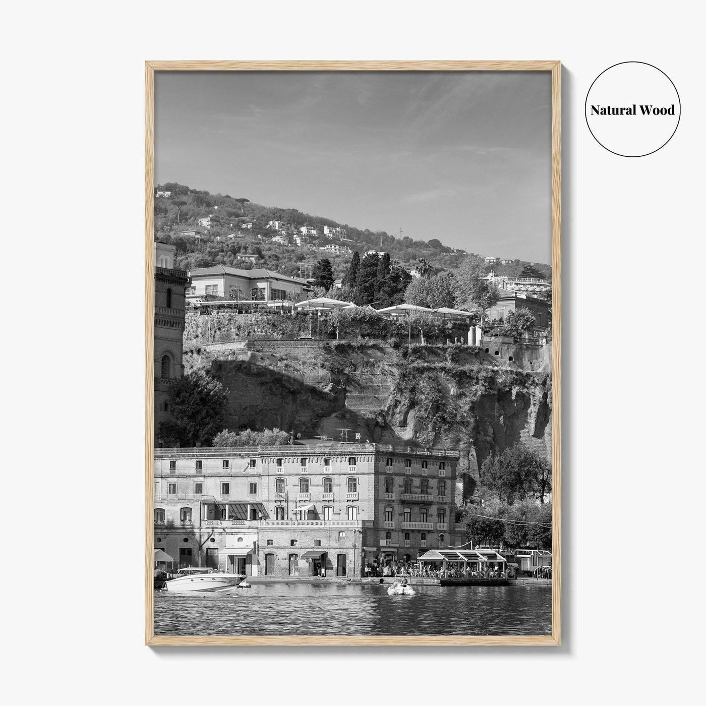 Sorrento Black and White Fine Art Photo Print, Naples Sea Cliffs Italy Poster