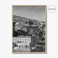 Sorrento Black and White Fine Art Photo Print, Naples Sea Cliffs Italy Poster