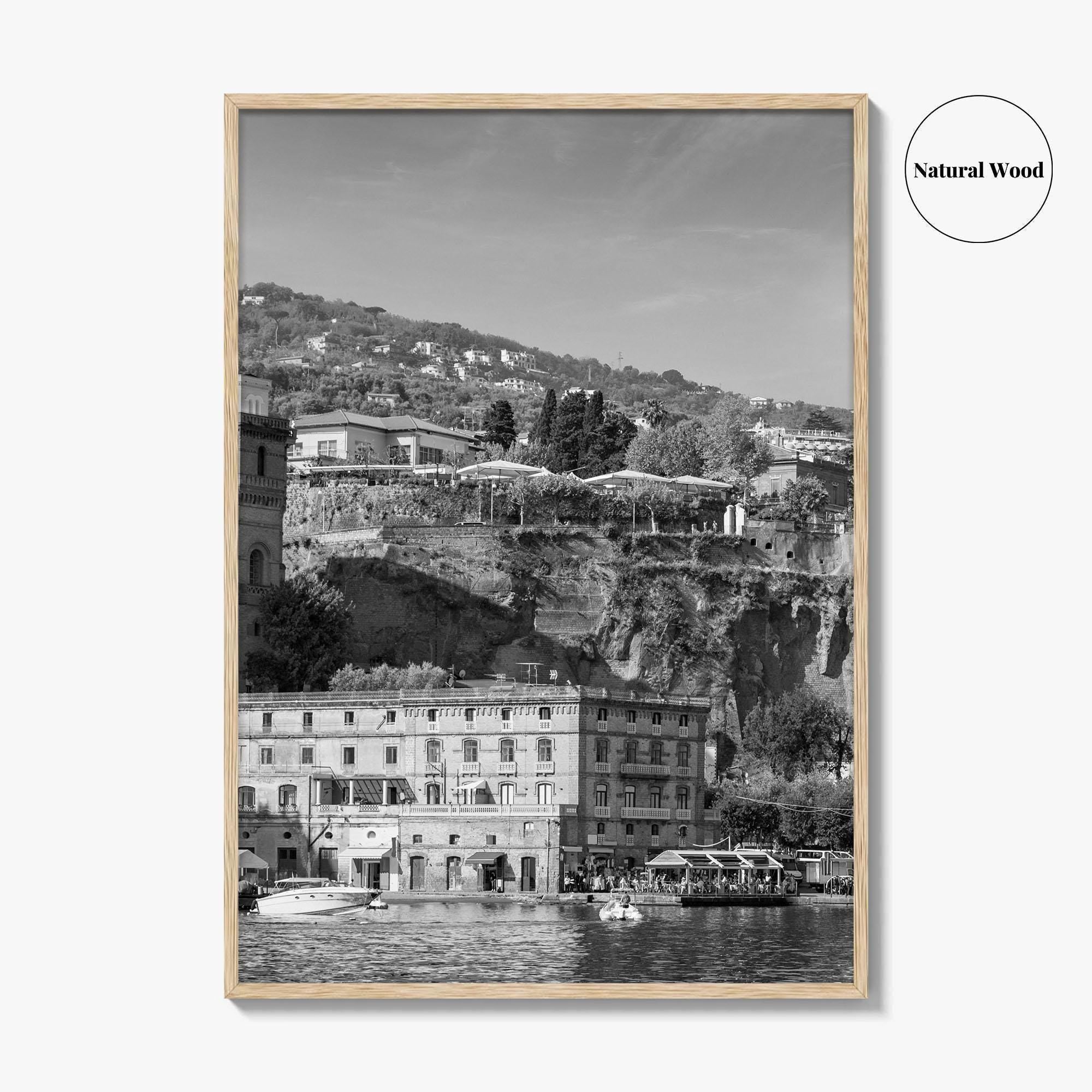 Sorrento Black and White Fine Art Photo Print, Naples Sea Cliffs Italy Poster