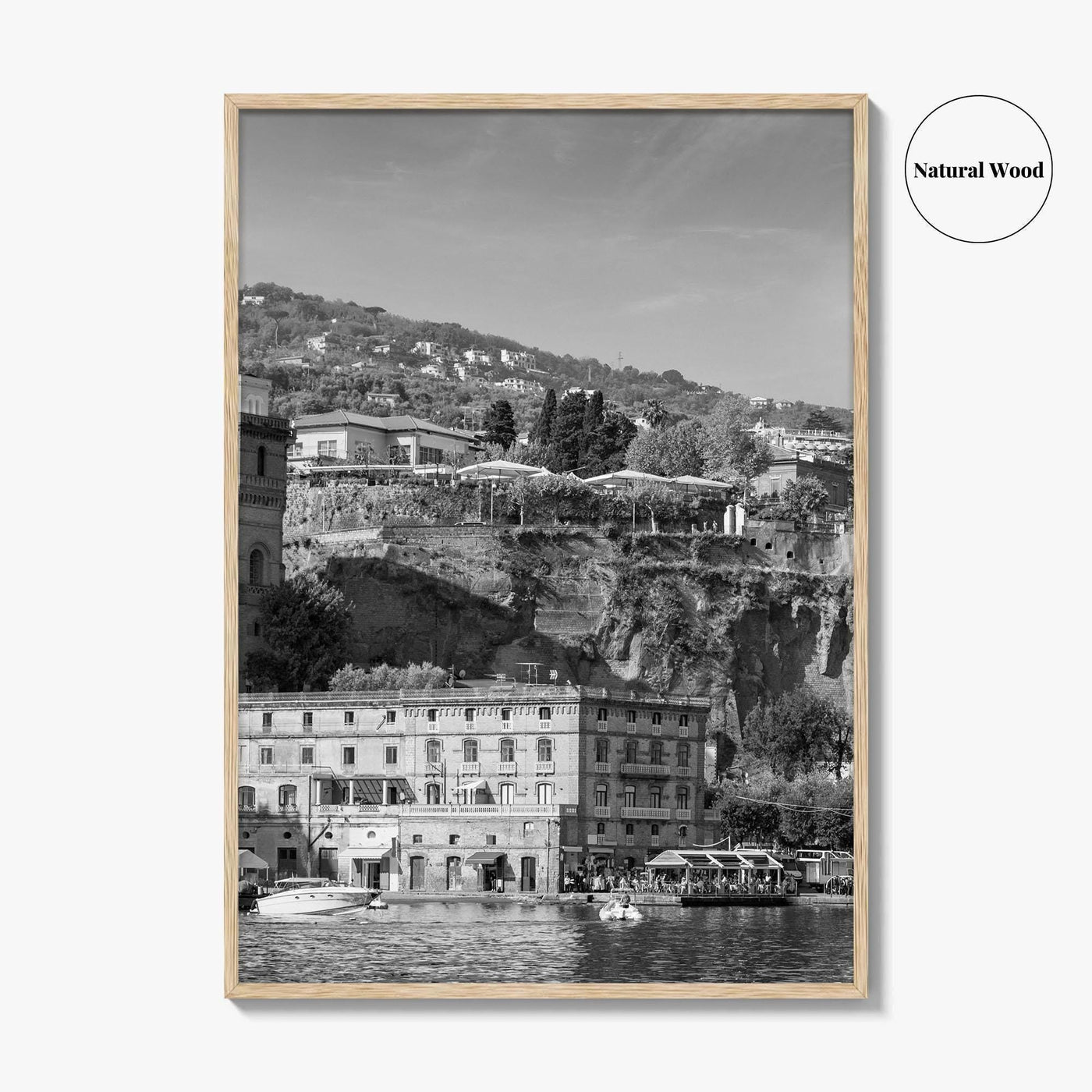 Sorrento Black and White Fine Art Photo Print, Naples Sea Cliffs Italy Poster