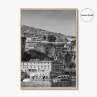 Sorrento Black and White Fine Art Photo Print, Naples Sea Cliffs Italy Poster