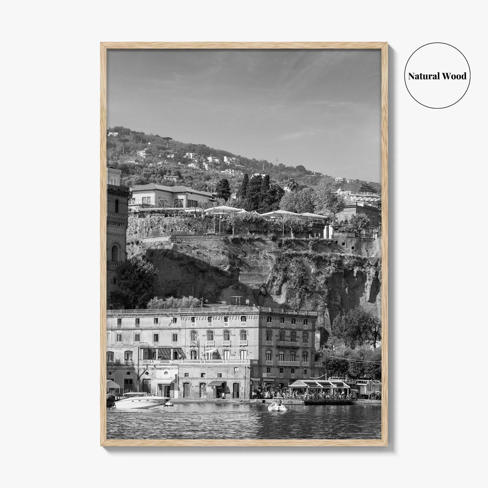 Sorrento Black and White Fine Art Photo Print, Naples Sea Cliffs Italy Poster