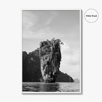 Phuket Black and White Fine Art Photo Print, James Bond Island Thailand Poster