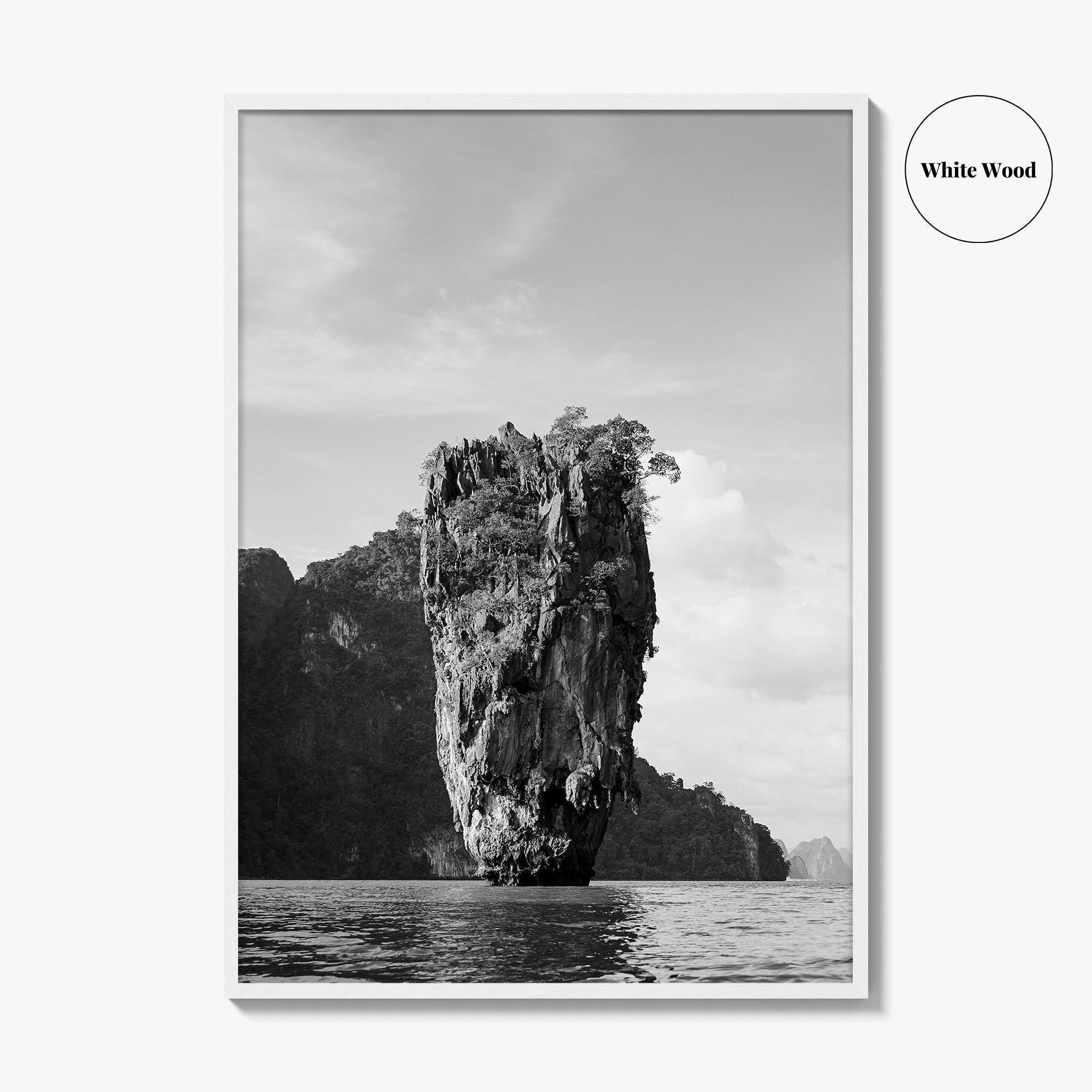 Phuket Black and White Fine Art Photo Print, James Bond Island Thailand Poster