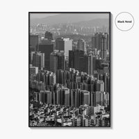 Seoul Skyline Black and White Fine Art Photo Print, South Korea Wall Decor Poster
