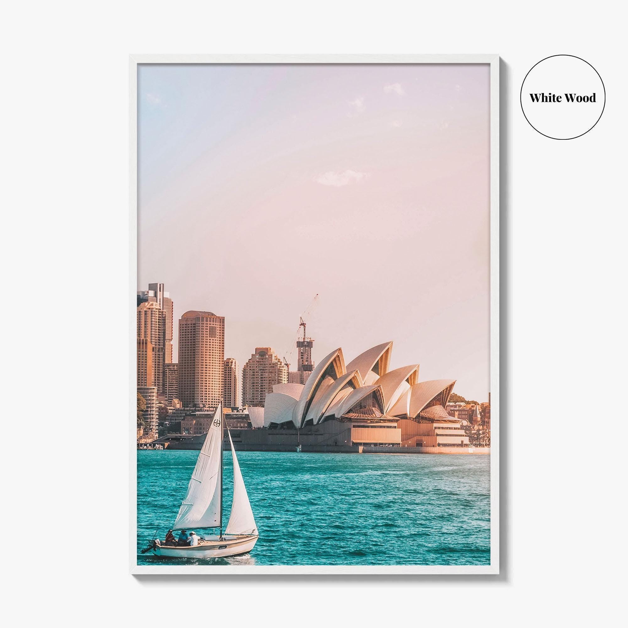 Sydney Fine Art Photo Print, Opera House, Harbor, Sailboat, Australia Poster, Wall Decor