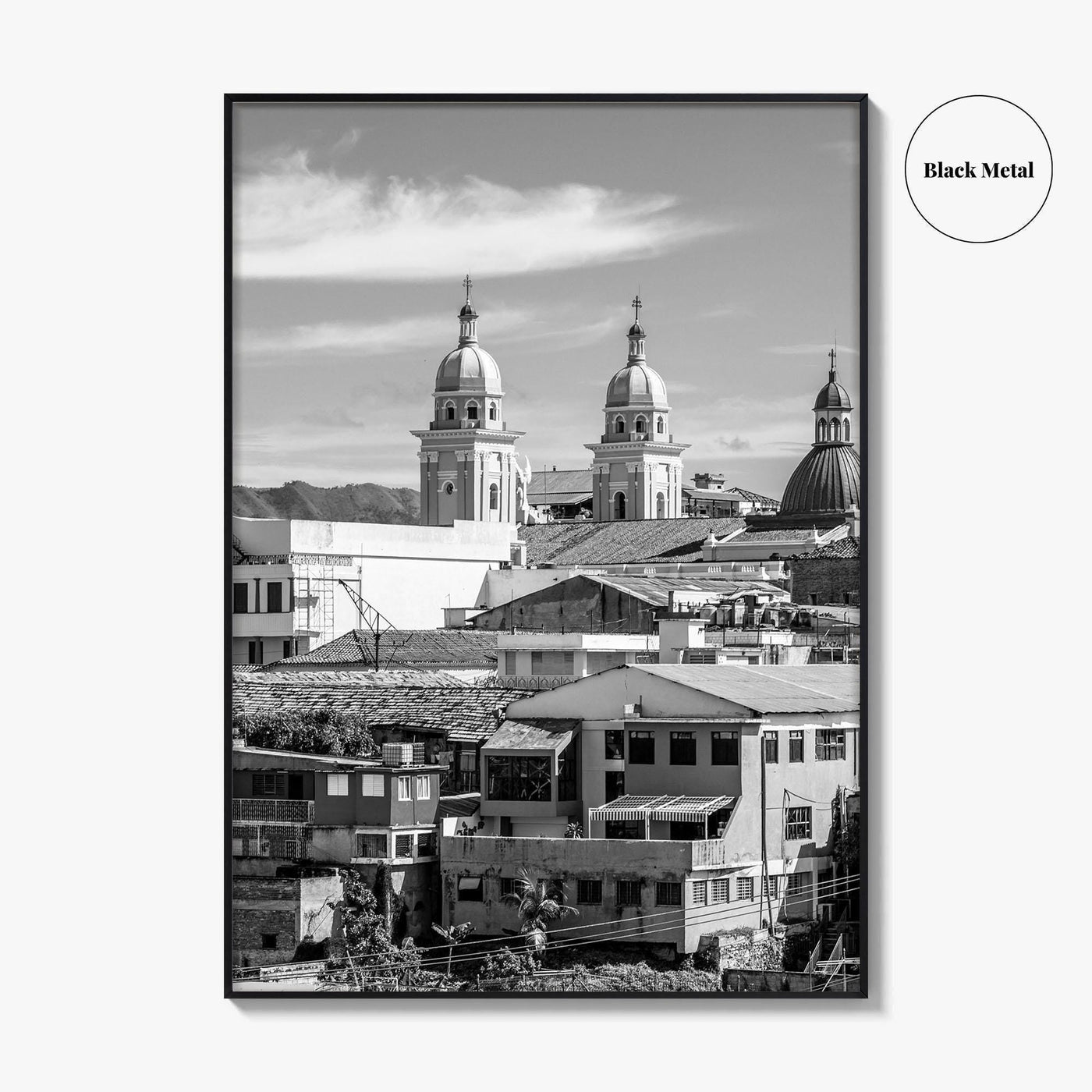 Santiago de Cuba Black and White Fine Art Photo Print, City Center Basilica Poster