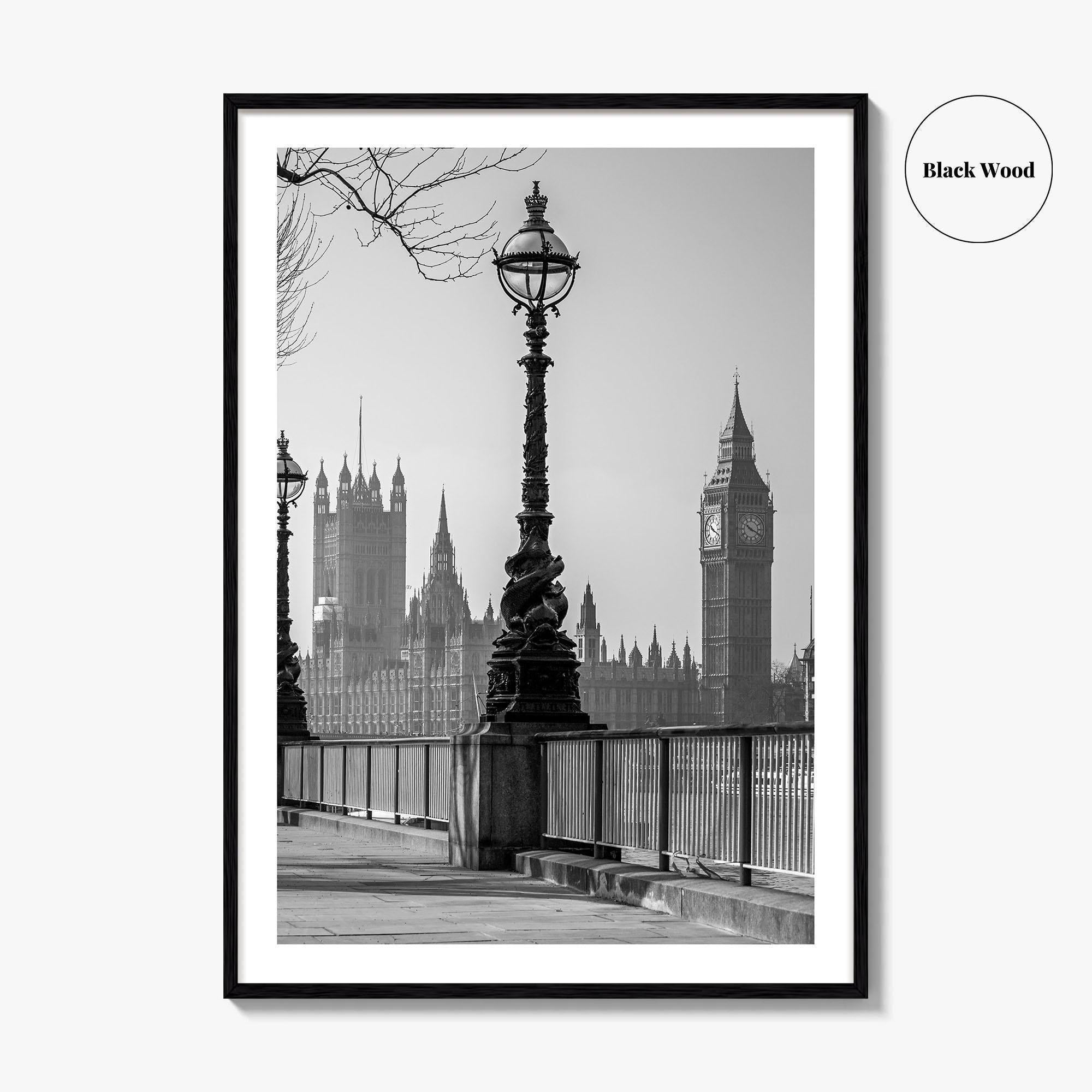 London Black and White Fine Art Photo Print, Big Ben Parliament England UK Poster