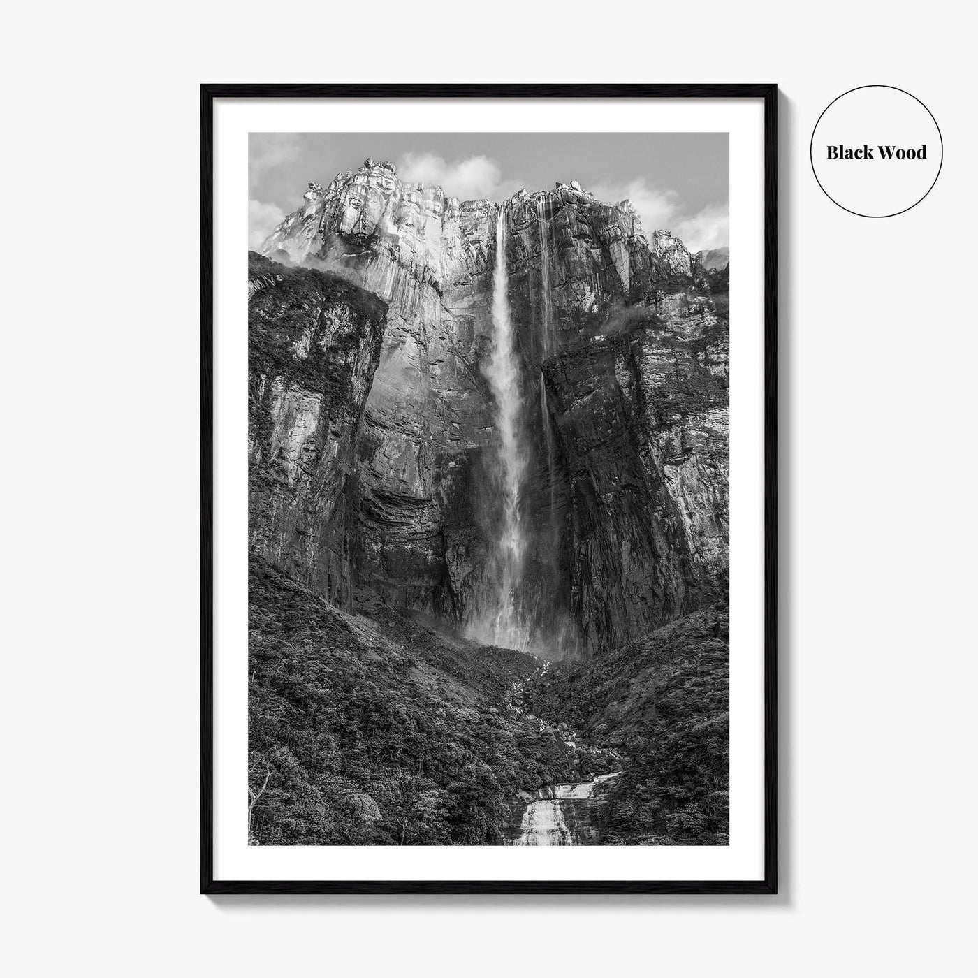 Angel Falls Black and White Fine Art Photo Print, Salto Ángel Venezuela Waterfall Poster
