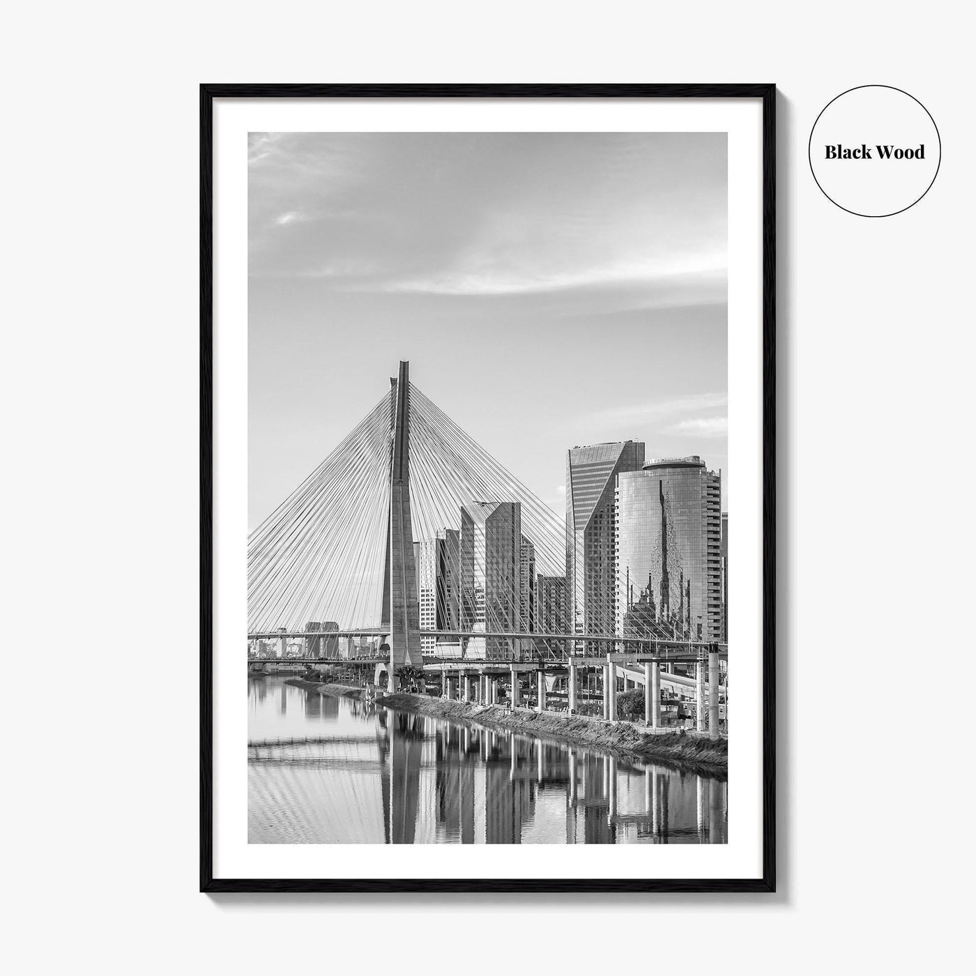 Sao Paulo Black and White Fine Art Photo Print, Octavio Frias Bridge Brazil Poster